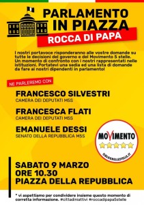 Locandina evento Rocca di papa 9 marzo 2019