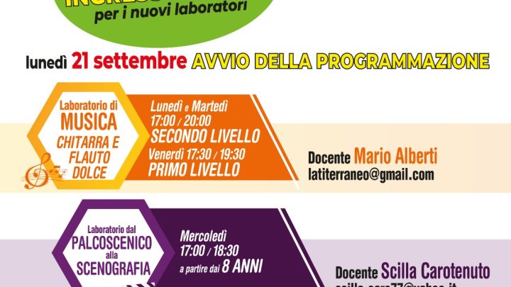 Teatro Vittoria Colonna di Marino: sabato 19 settembre l’Open Day per i nuovi laboratori