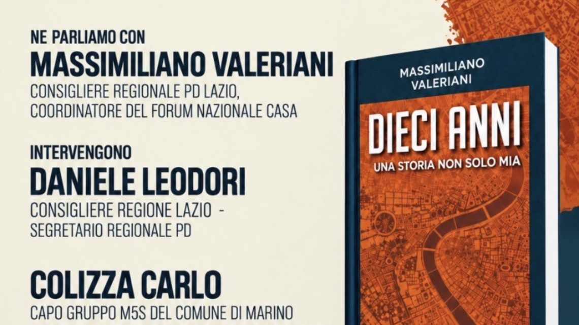 Marino, alla sala Lepanto la presentazione del libro “Dieci Anni” di Massimiliano Valeriani